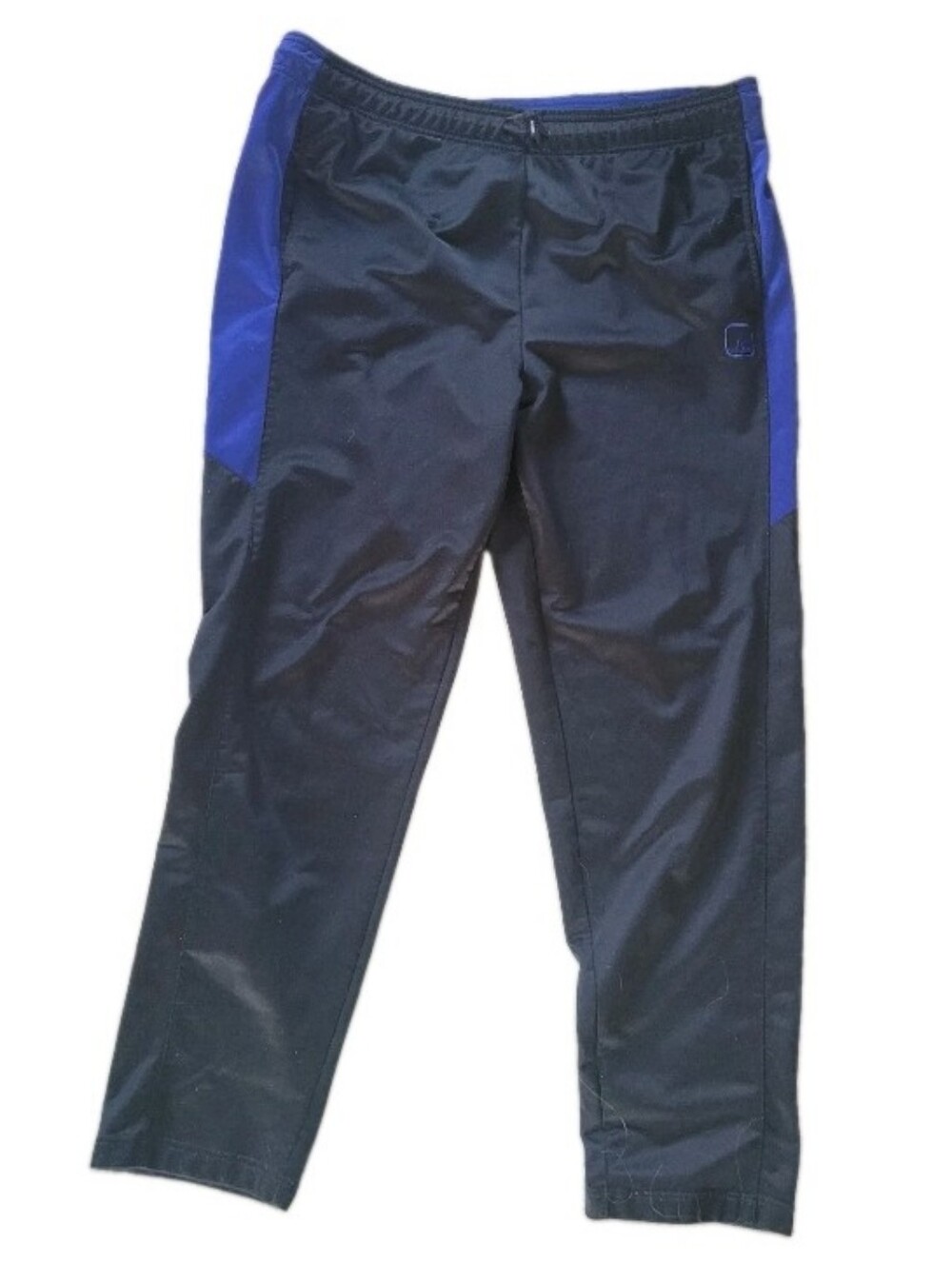 VTG And1 Track Pants Mens Sz XL Black Blue Shinny Embroider Logo Drawstring Y2k